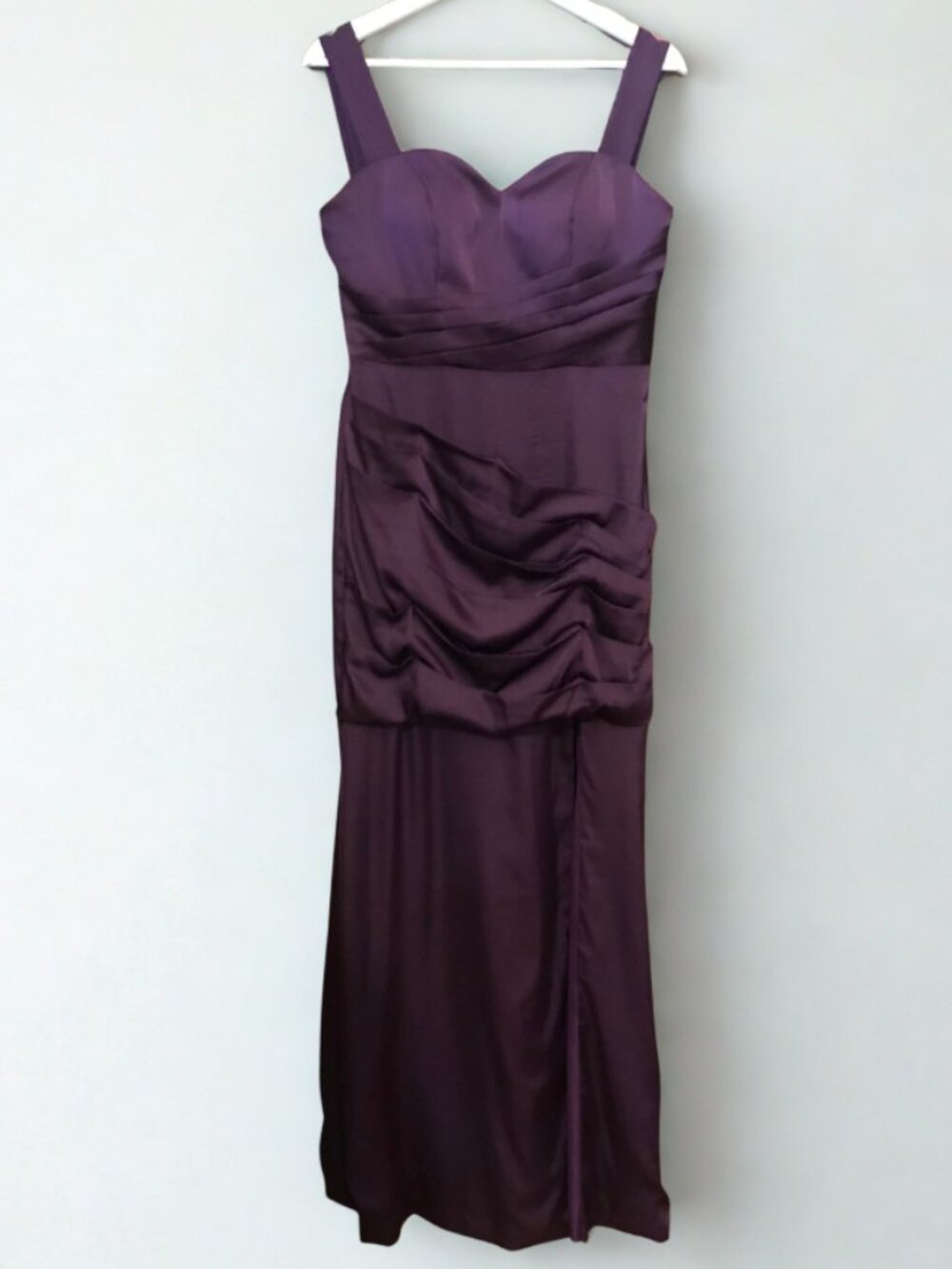 Missacc Purple Satin Sweetheart Ruched Gown